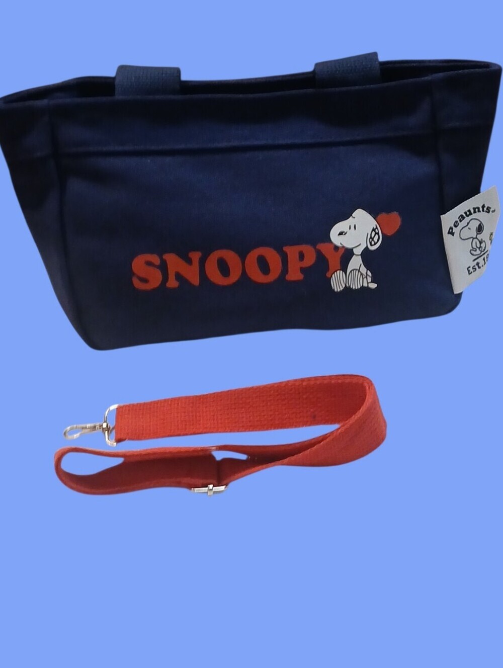Peanuts - Navy Blue & Red Snoopy Canvas Crossbody/Handbag,Red Adjustable Straps - Picture 3 of 11